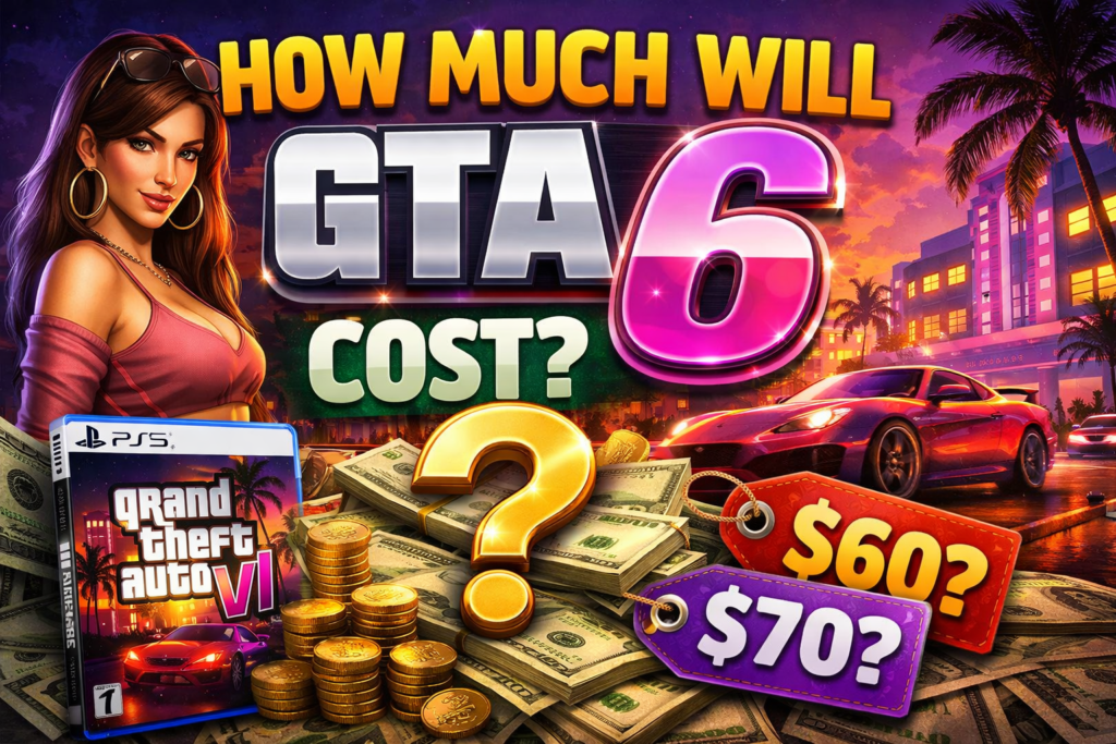 GTA 6 cost graphic with money and sports car