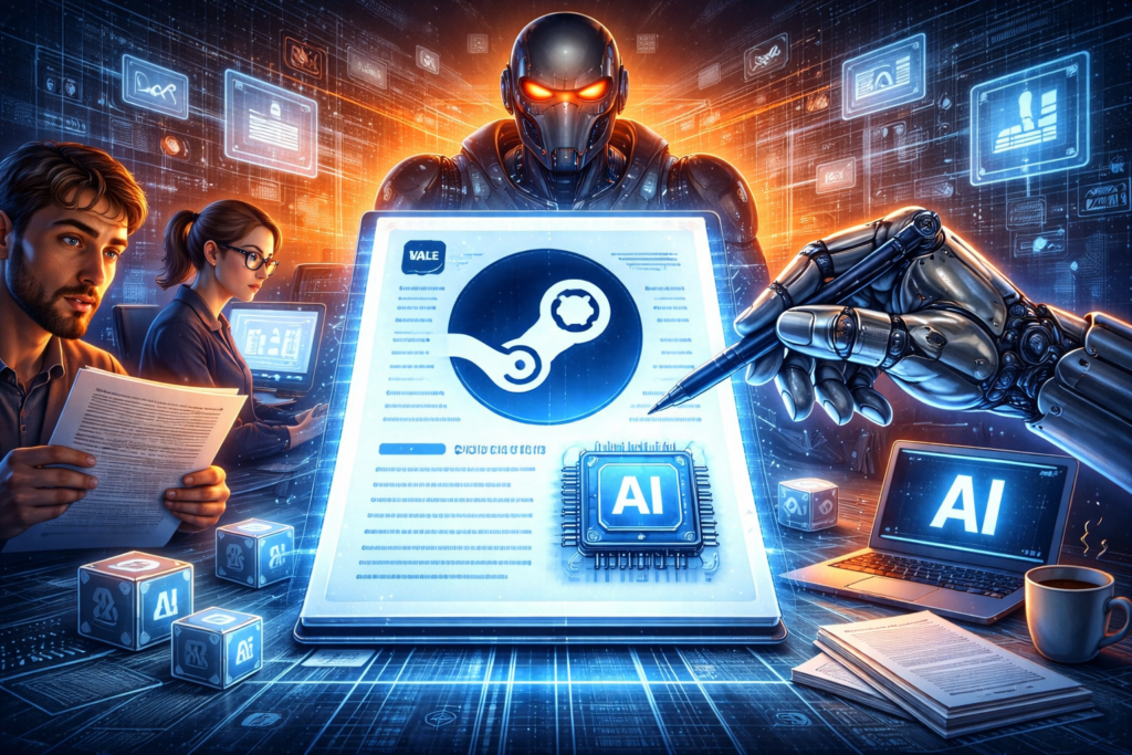 Robot hand writing on digital document.