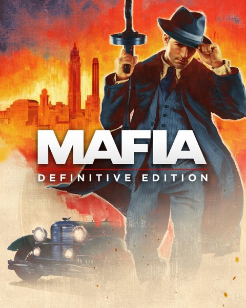 Mafia: Definitive Edition gangster holding gun in cityscape