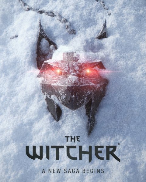The Witcher wolf medallion glowing red in snow