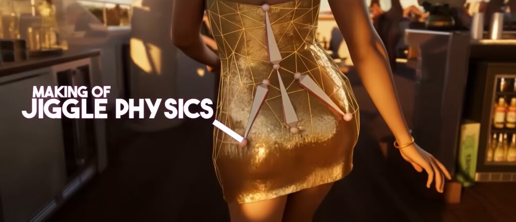 Woman in gold dress standing in bar