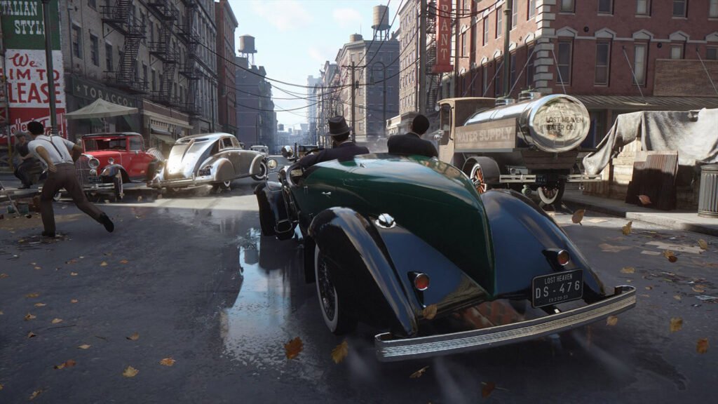 Mafia: Definitive Edition car driving on city street