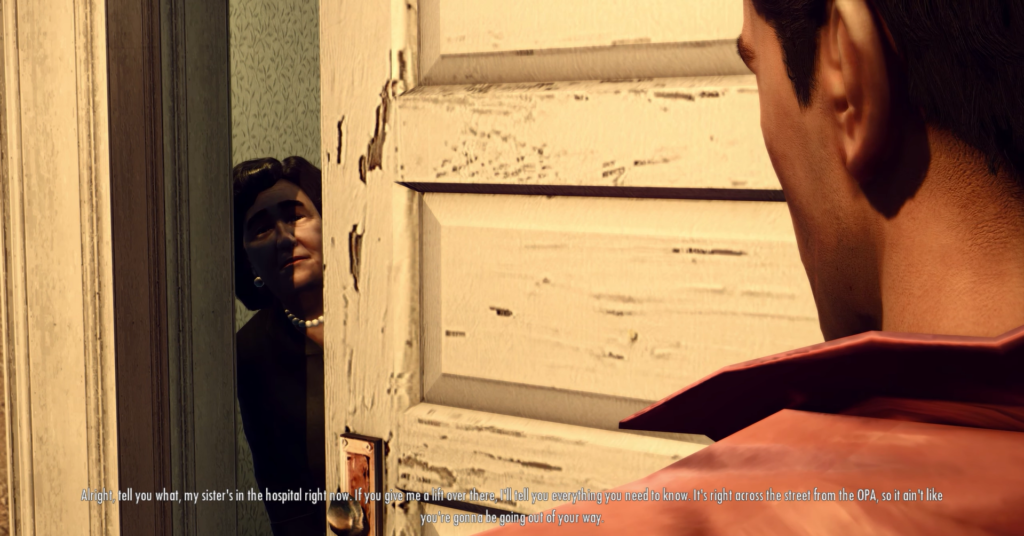 woman smiling through door crack