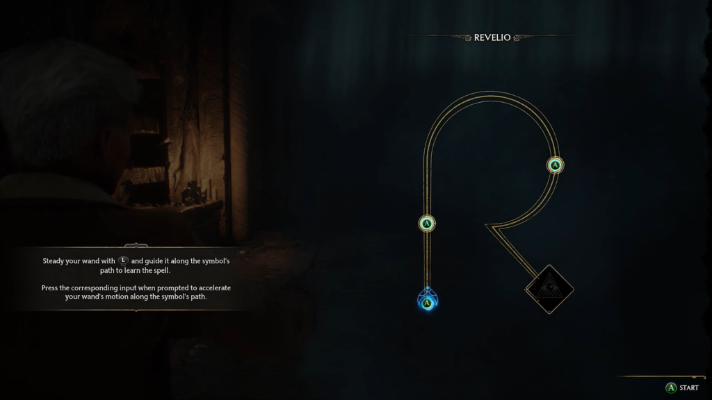 Wand guidance symbol with instructions displayed.