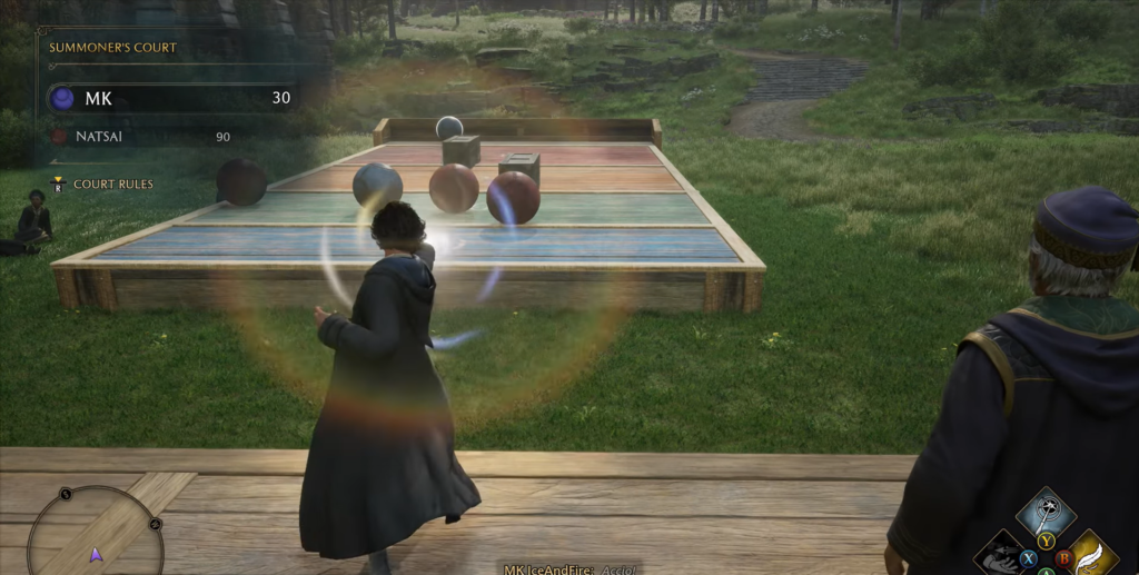 Player casting spell in Summoner's Court.