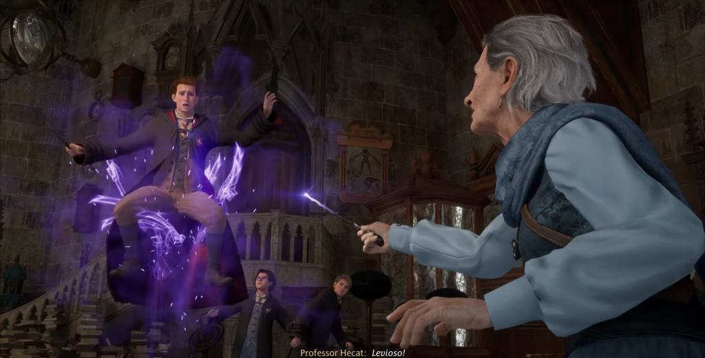 Professor Hecat casts Levioso spell.