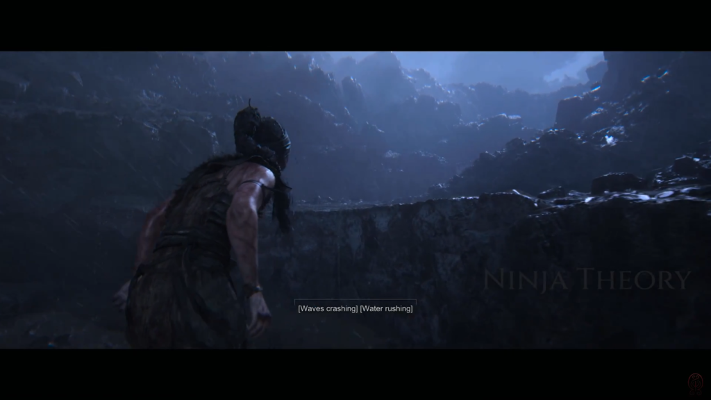 Senua climbs rocky cliff in Hellblade: Senua's Sacrifice