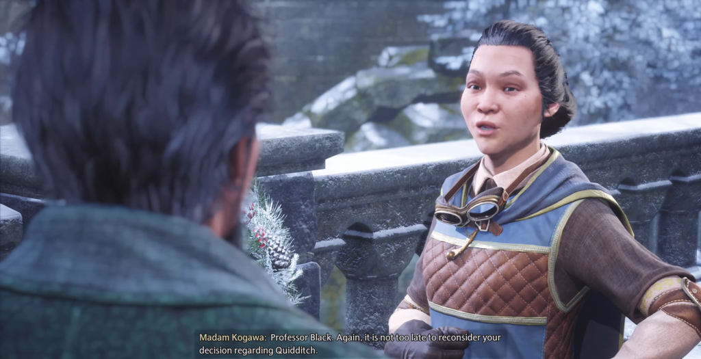 Мадам Когава разговаривает с профессором Блэком на балконе