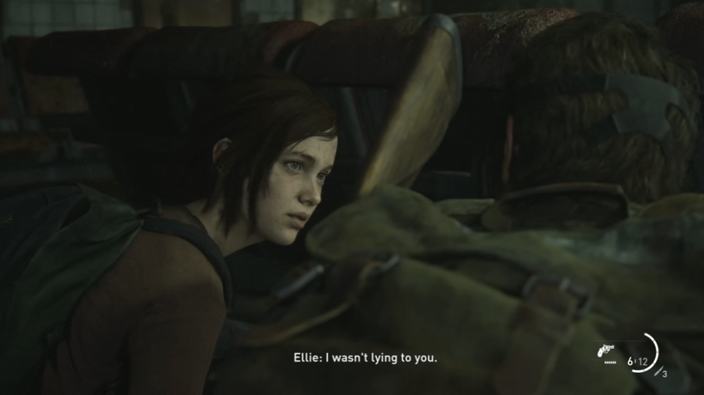 Ellie talks to Joel inside car in The Last of Us