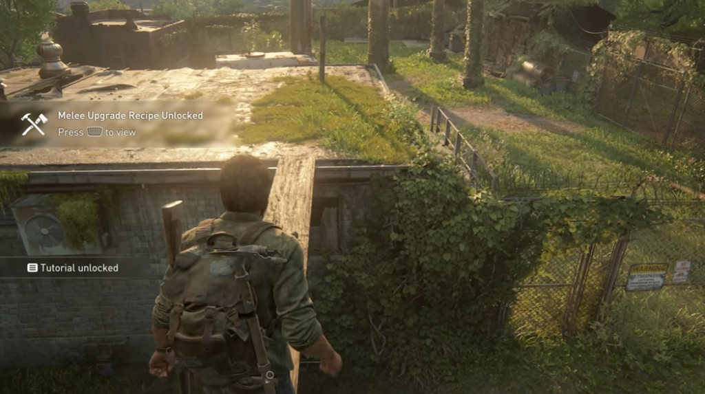 Joel from The Last of Us crossing rooftop plank