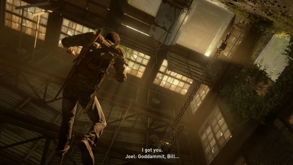 Joel from The Last of Us hanging in warehouse