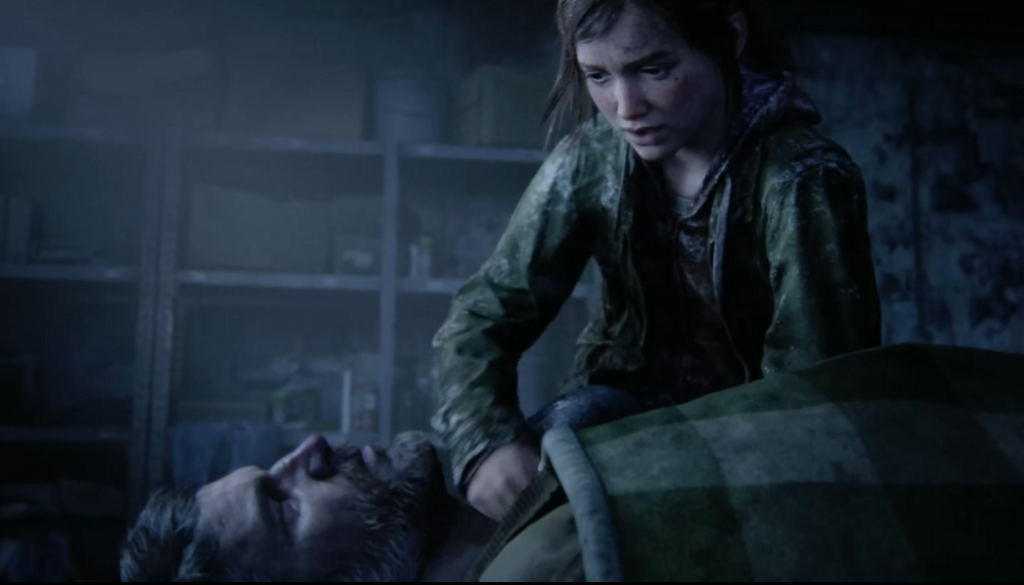 Ellie tends Joel in The Last of Us room
