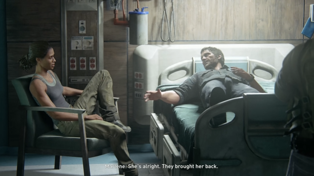 Marlene talks to Joel in hospital room, The Last of Us