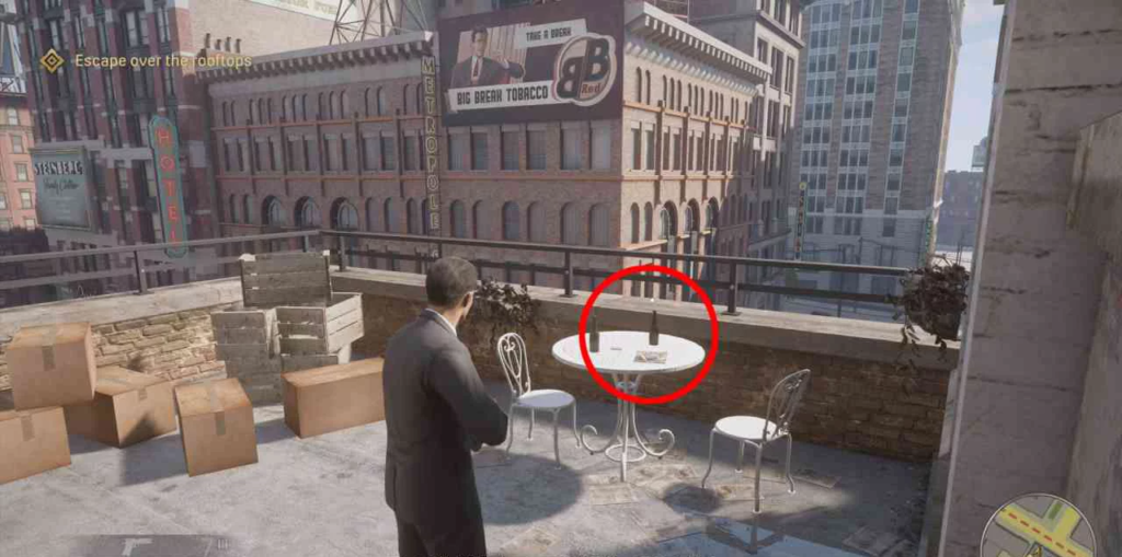 Mafia Definitive Edition man aiming gun on rooftop terrace