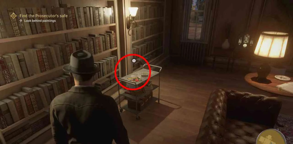 Mafia: Definitive Edition character searching library behind paintings