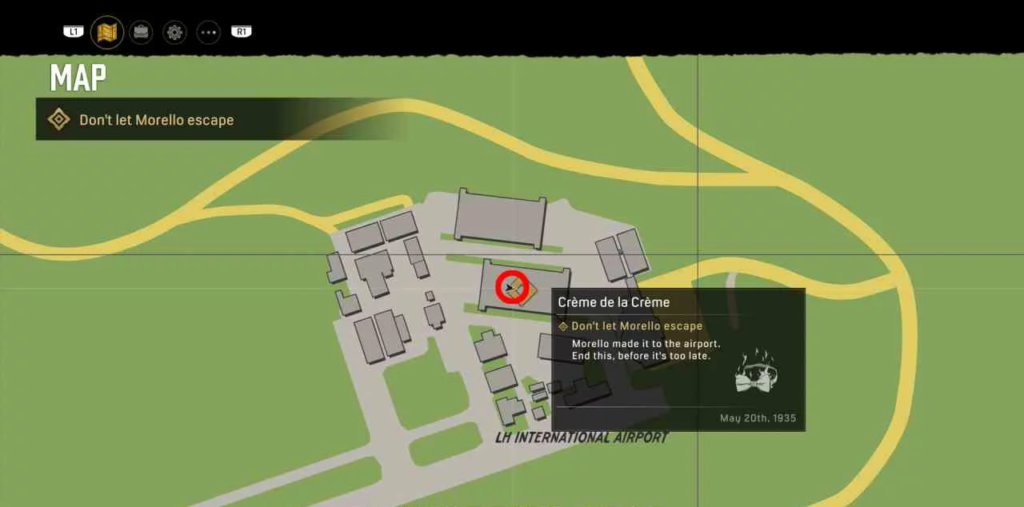 Mafia Definitive Edition map showing LH International Airport objective