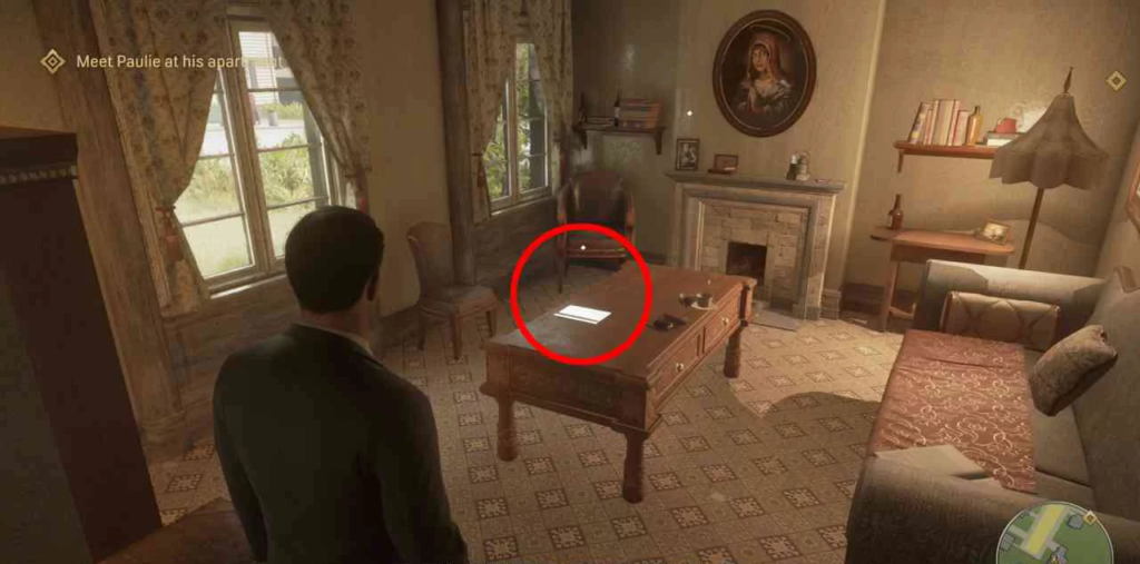 Mafia Definitive Edition character standing in apartment living room