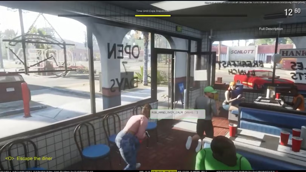 Players crouching inside diner during robbery in GTA V