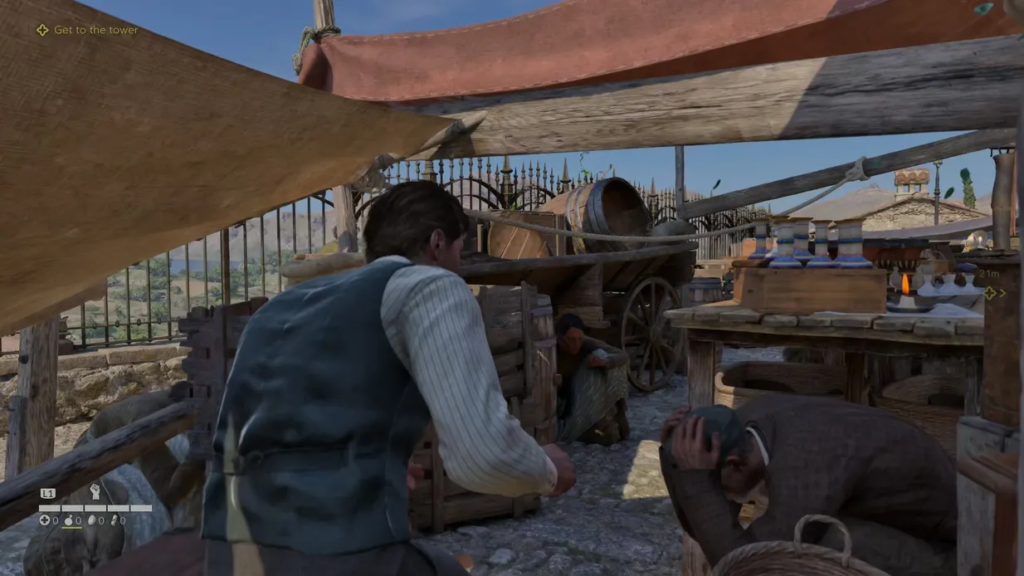 Arthur Morgan crouching in camp, Red Dead Redemption 2