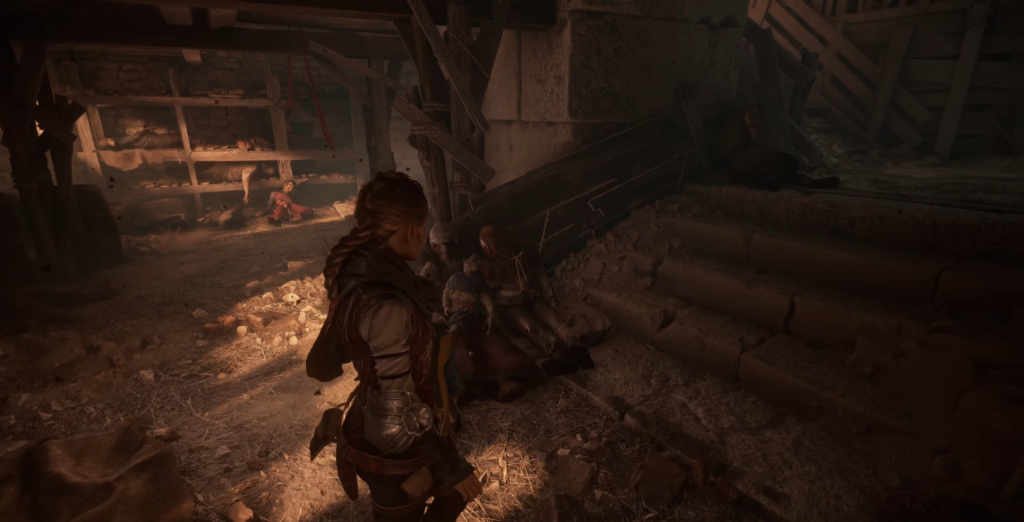 Amicia de Rune stands in ruined barn, A Plague Tale