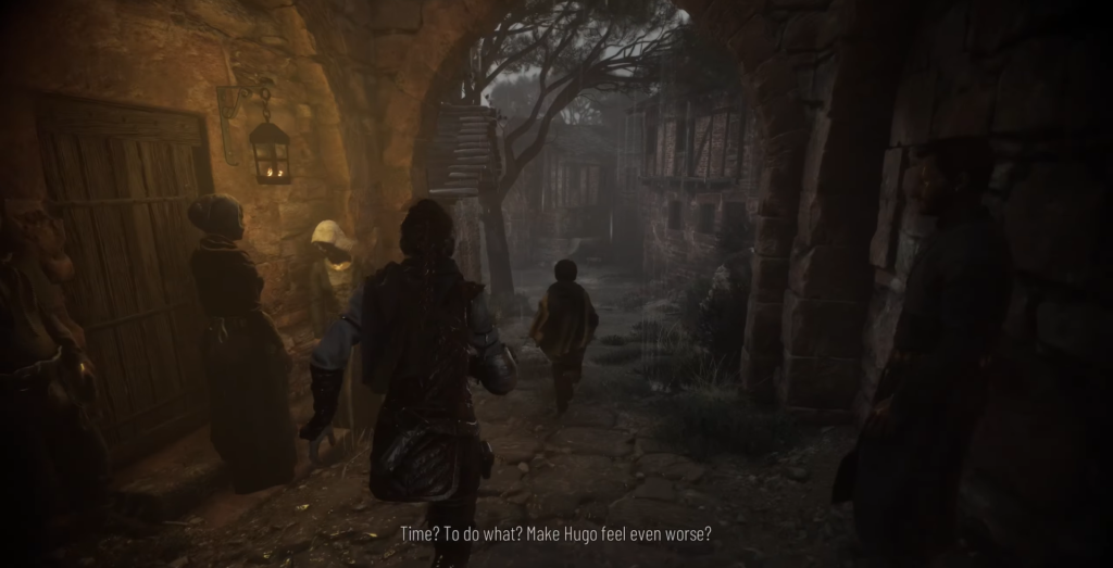 A Plague Tale Requiem Amicia and Hugo in medieval alley