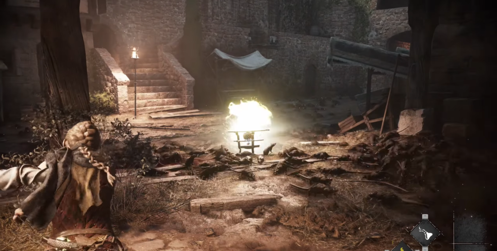 A Plague Tale: Innocence Amicia ignites rats with fire