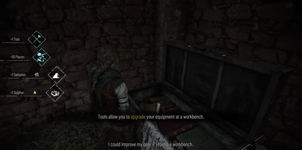 Amicia de Rune looting chest in A Plague Tale