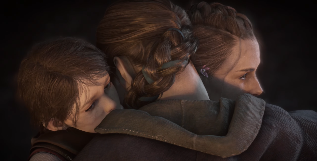 Amicia hugs Hugo in A Plague Tale Requiem