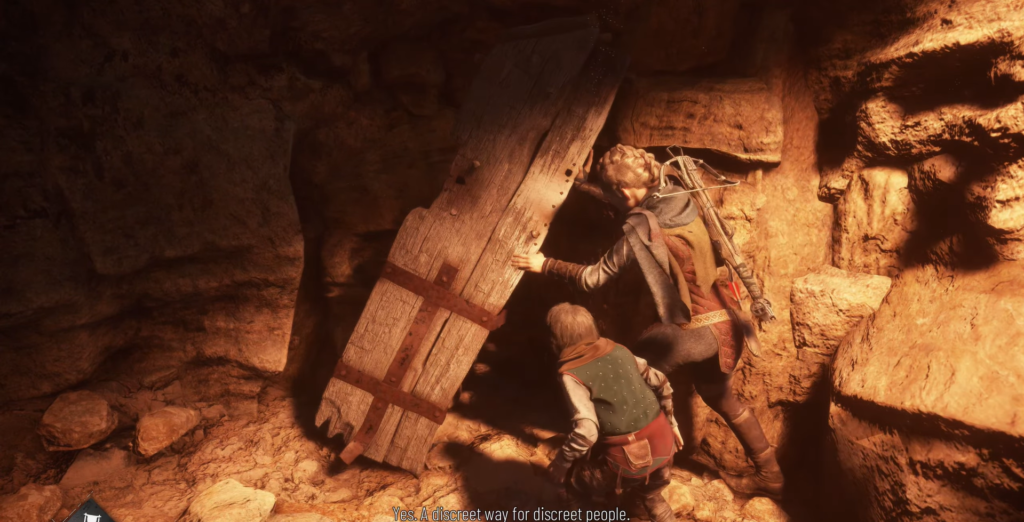 Amicia and Hugo exploring cave, A Plague Tale.