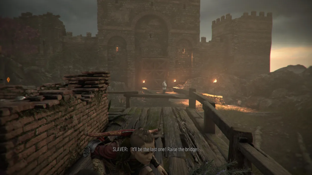 Character hiding while enemies prepare to attack.