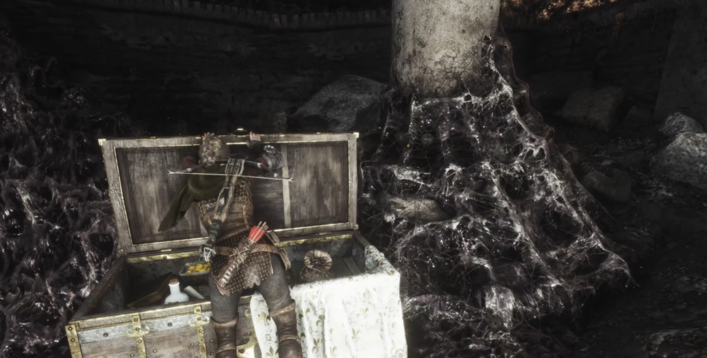 Kratos God of War opening treasure chest.