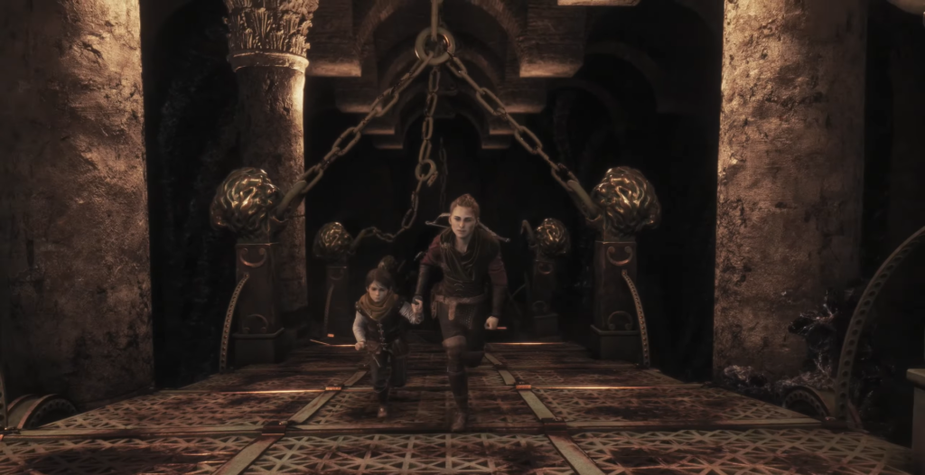 Atreus and Kratos God of War entering chamber.