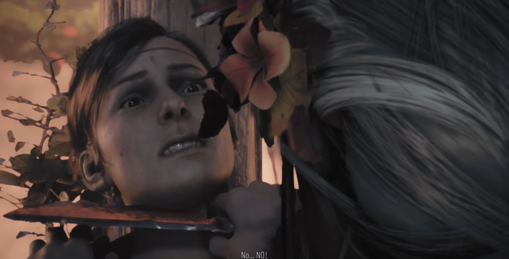 Abby The Last of Us holding knife threateningly.