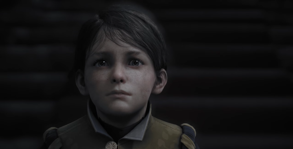 Young girl looking concerned in The Last of Us.