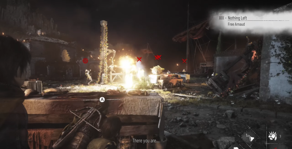 Arnaud shooting enemies in A Plague Tale.