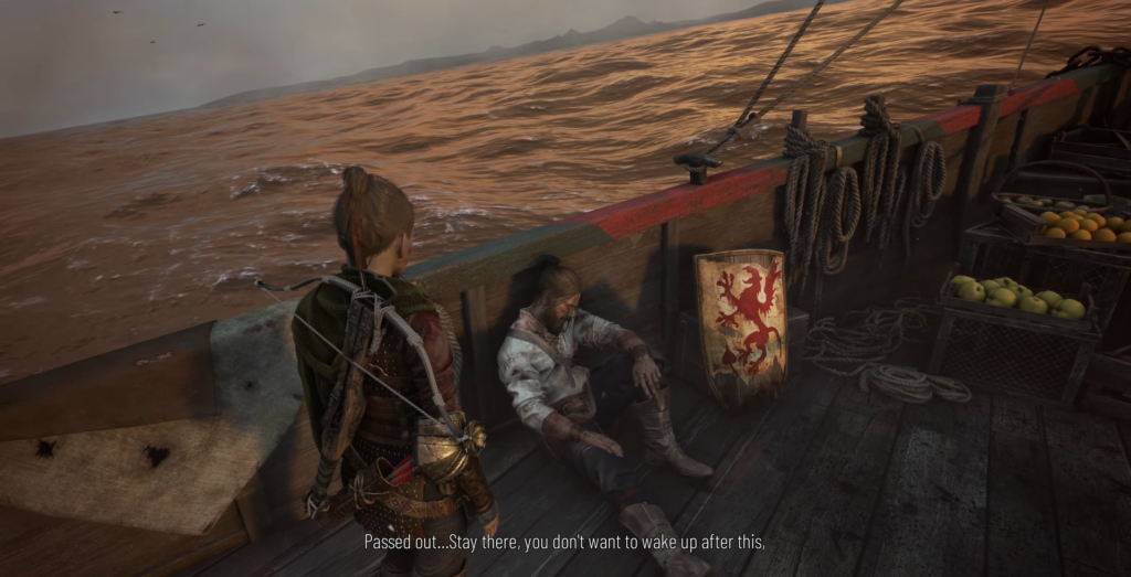 Abigail and pirate on ship, Grit.