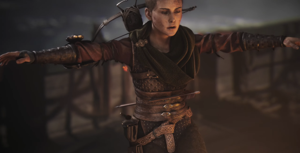Young woman balancing on ship deck.