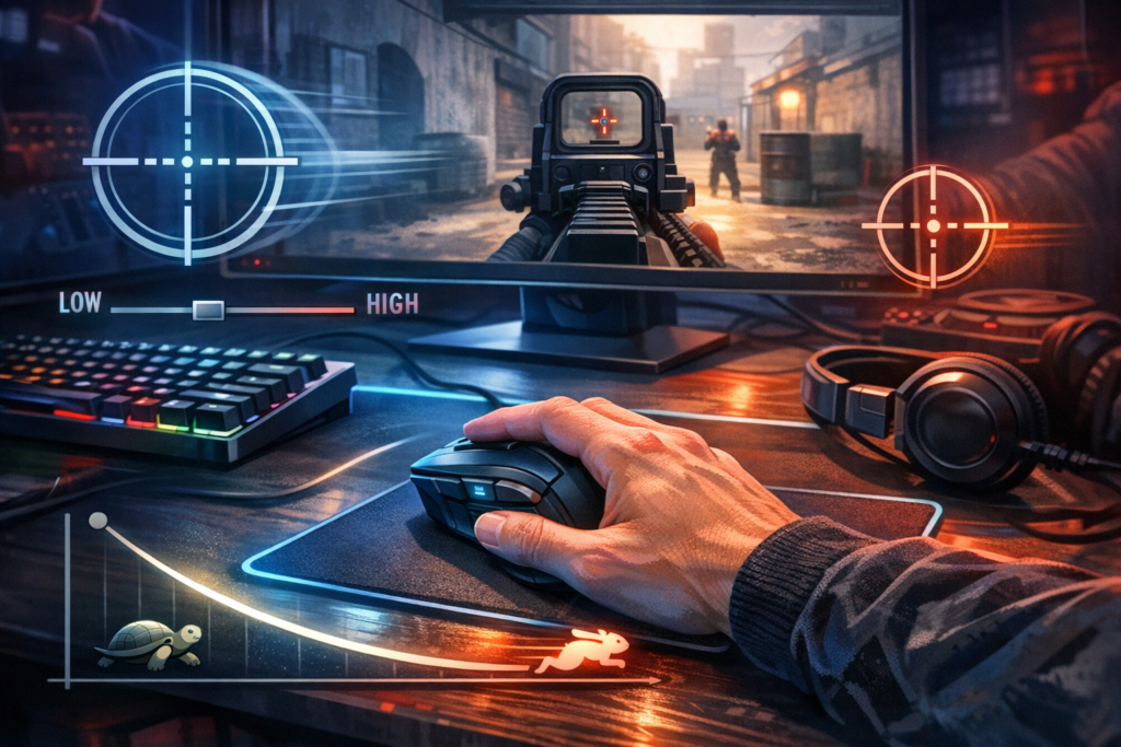 Gaming setup with mouse