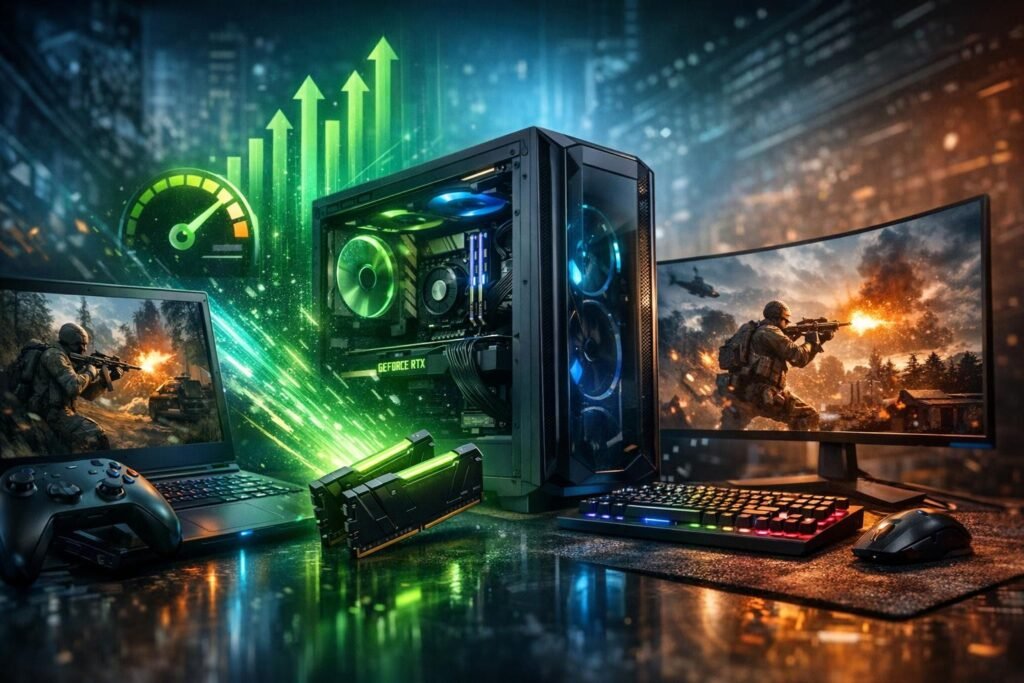 Gaming setup with computer