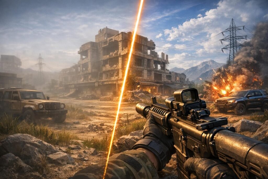 Combat scene with weapon