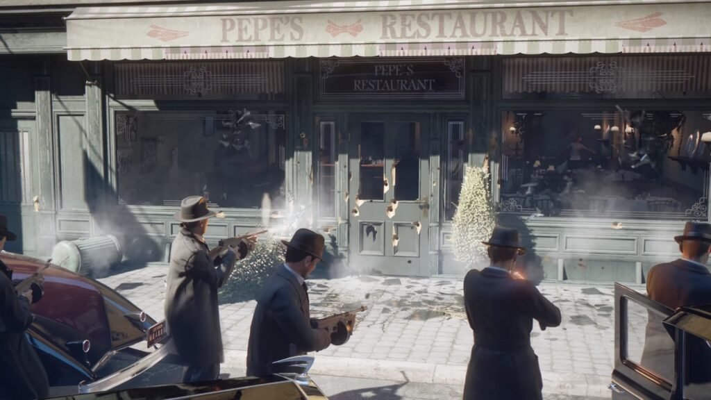 Gangsters shoot at Pepe's Restaurant entrance on street