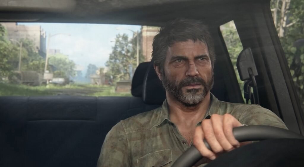 Joel Miller from The Last of Us driving car
